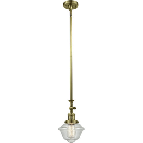 Franklin Restoration Oxford LED 7.5 inch Antique Brass Mini Pendant Ceiling Light in Seedy, Franklin Restoration