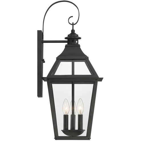 Jackson 3 Light 25.5 inch Black with Gold Highlights Outdoor Wall Lantern