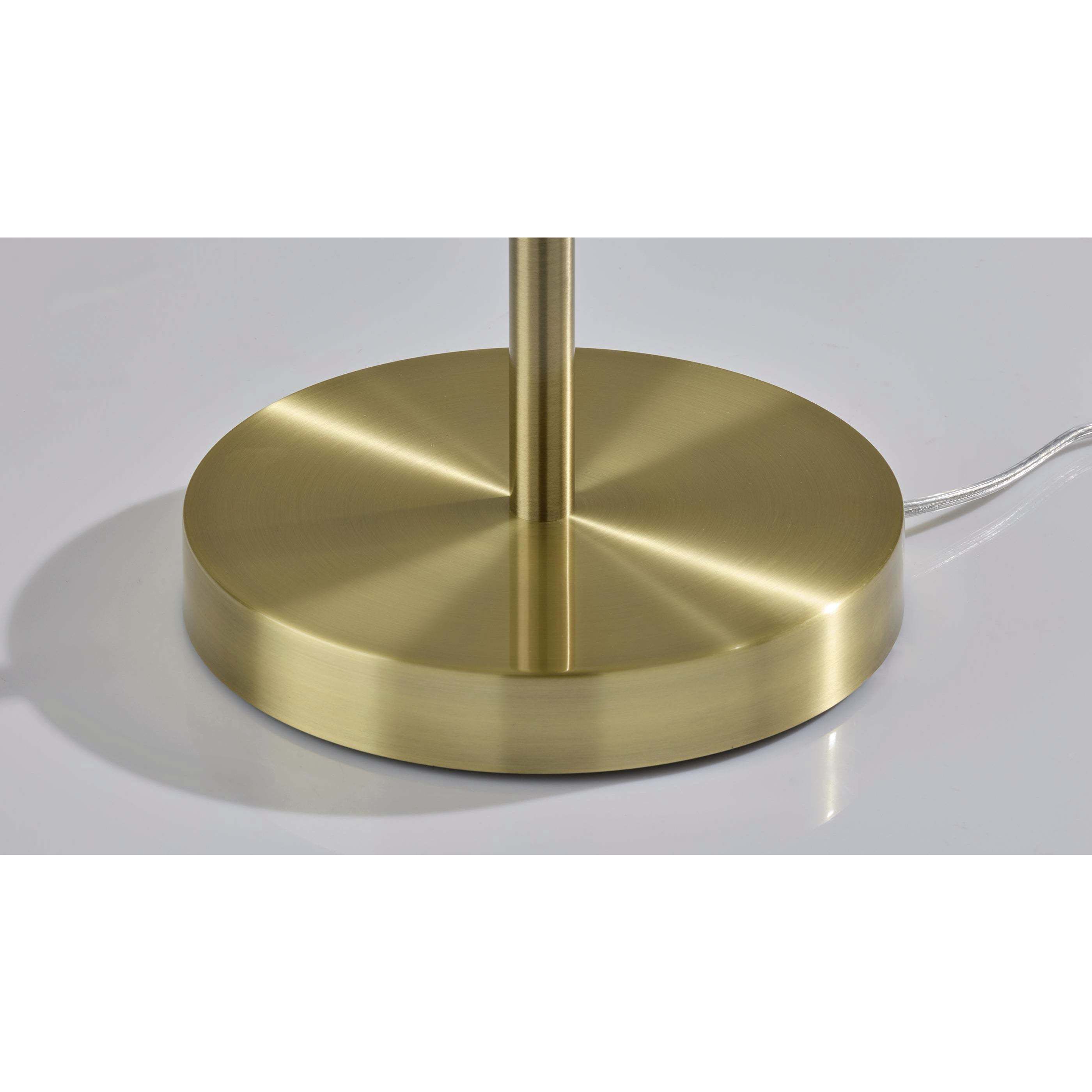 Caldwell 62 inch 100.00 watt Antique Brass and Natural Wood Shelf Floor Lamp Portable Light