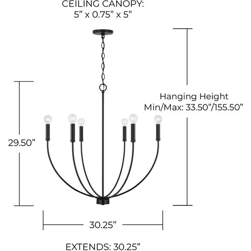 Ansley 6 Light 30.25 inch Matte Black Chandelier Ceiling Light
