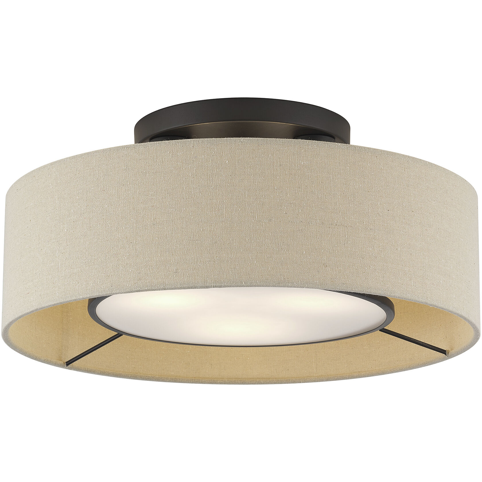 Ellsworth 3 Light 17 inch Bronze Semi Flush Mount Ceiling Light, Large