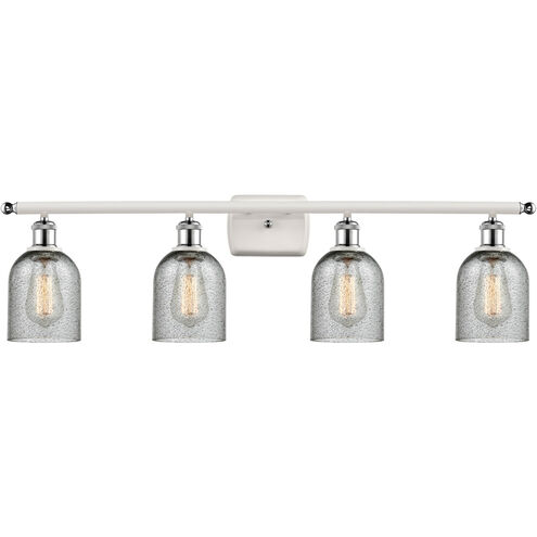 Ballston Caledonia 4 Light 36 inch White and Polished Chrome Bath Vanity Light Wall Light in Charcoal Glass, Ballston