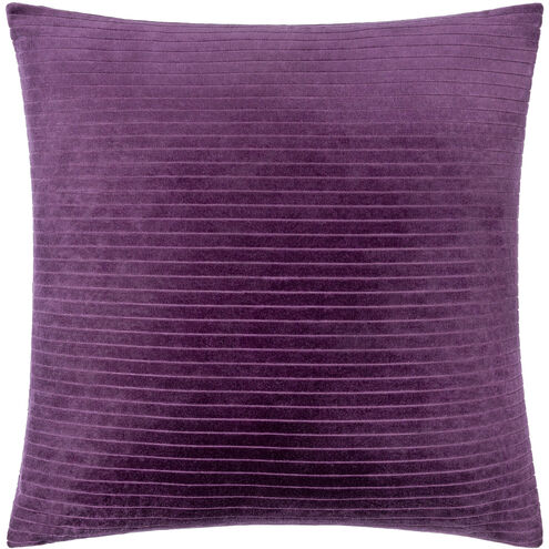 Cotton Velvet Stripes 18 X 18 inch Plum Accent Pillow