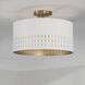 Dash 3 Light 15.5 inch Aged Brass and White Semi-Flush Mount Ceiling Light