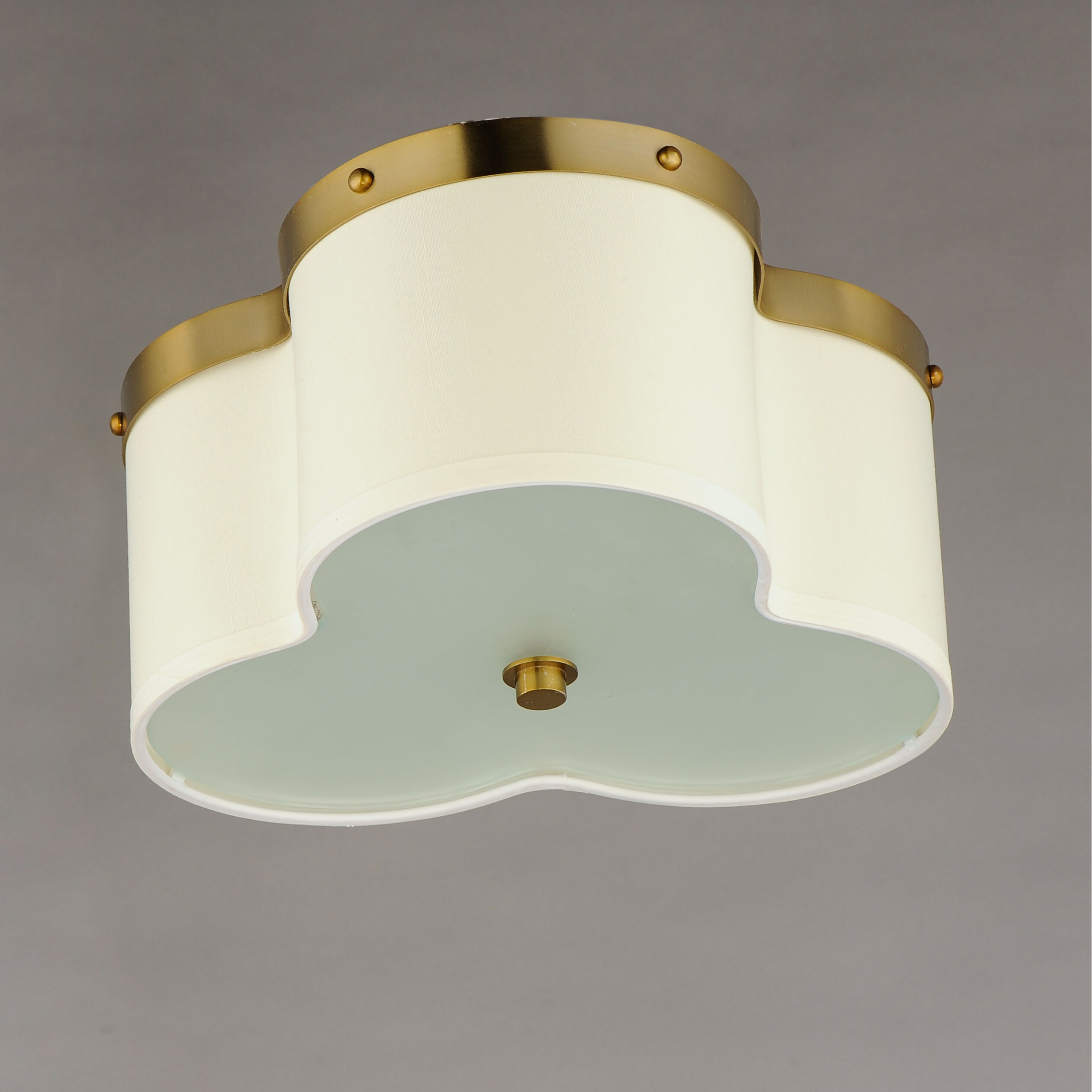 Clover 3 Light 14 inch Satin Brass Flush Mount Ceiling Light