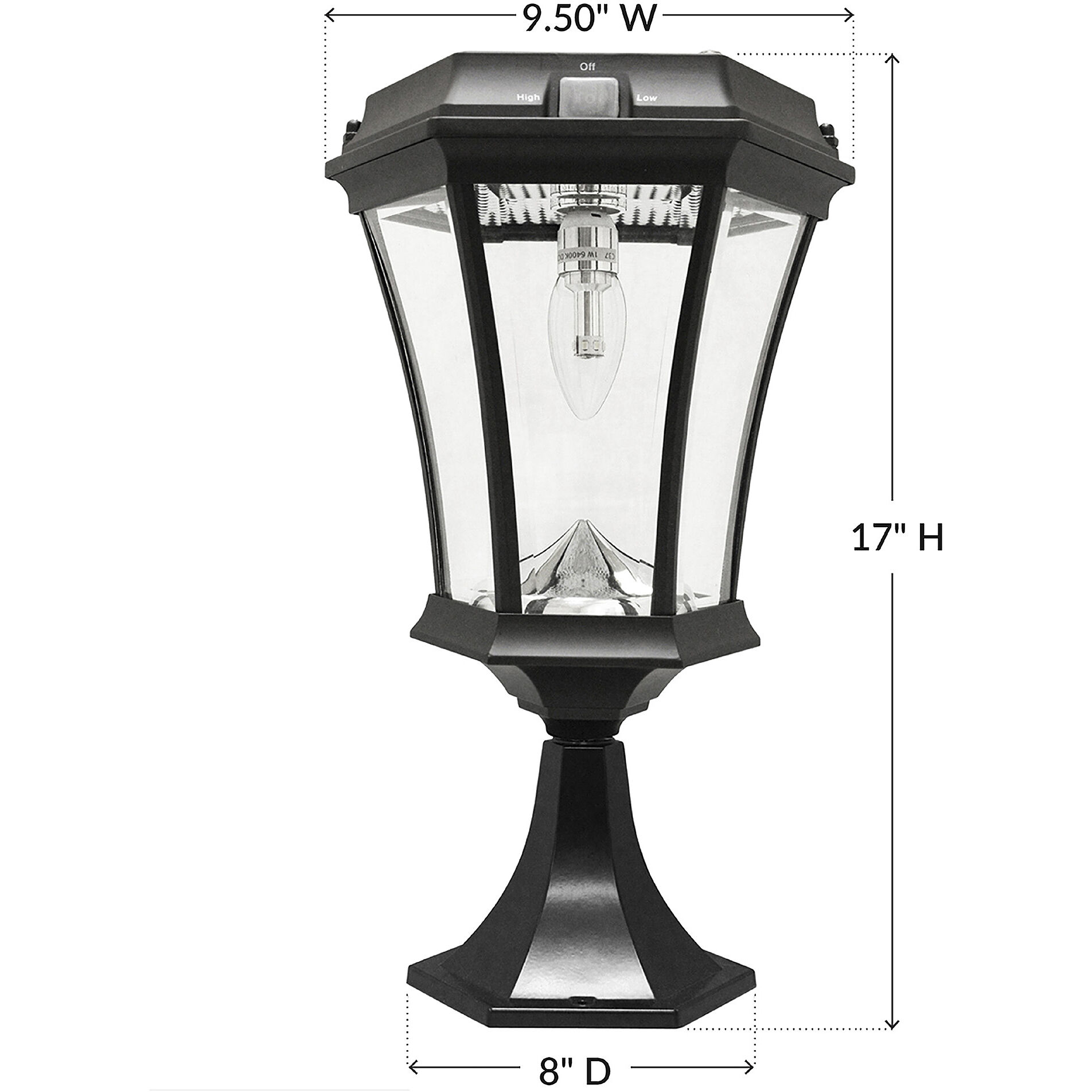 Victorian LED 15 inch Black Outdoor Post Light, Solar