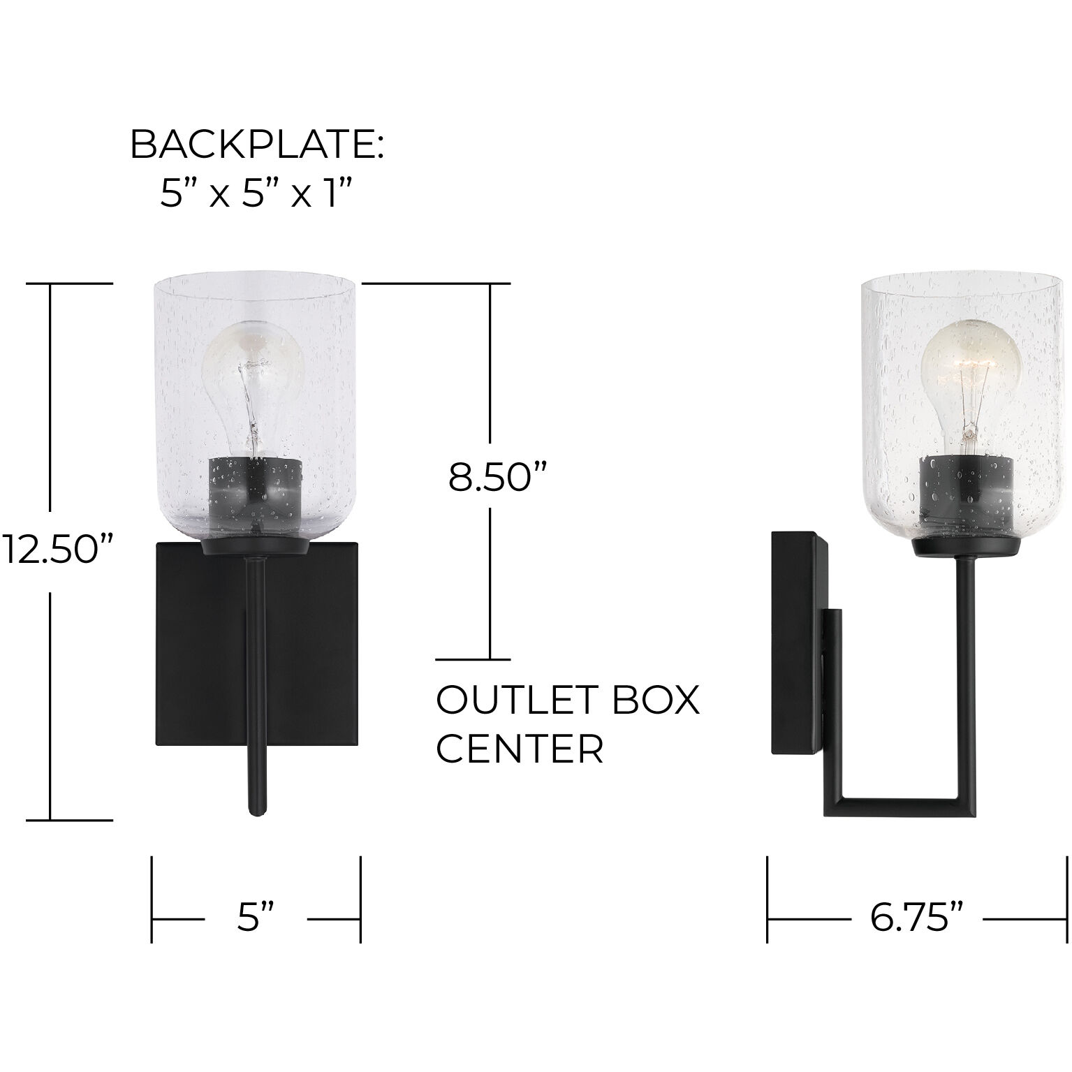 Carter 1 Light 5 inch Matte Black Sconce Wall Light