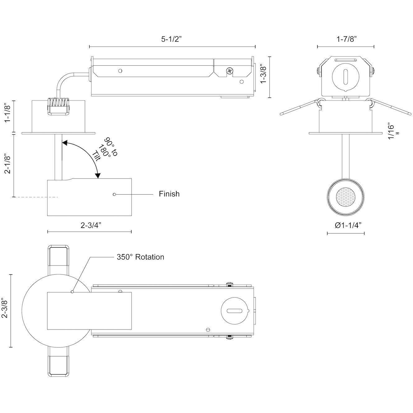 Downey LED 2.38 inch Black Semi-Flush Mount Ceiling Light
