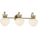 Melbourne 3 Light 25.5 inch Noble Brass Bathroom Vanity Light Wall Light