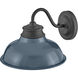 Wallace Outdoor Barn Light in Museum Black with Denim Blue, Gooseneck
