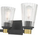 Lustria 3 Light 21.75 inch Matte Black and Vintage Brass Bathroom Vanity Light Wall Light