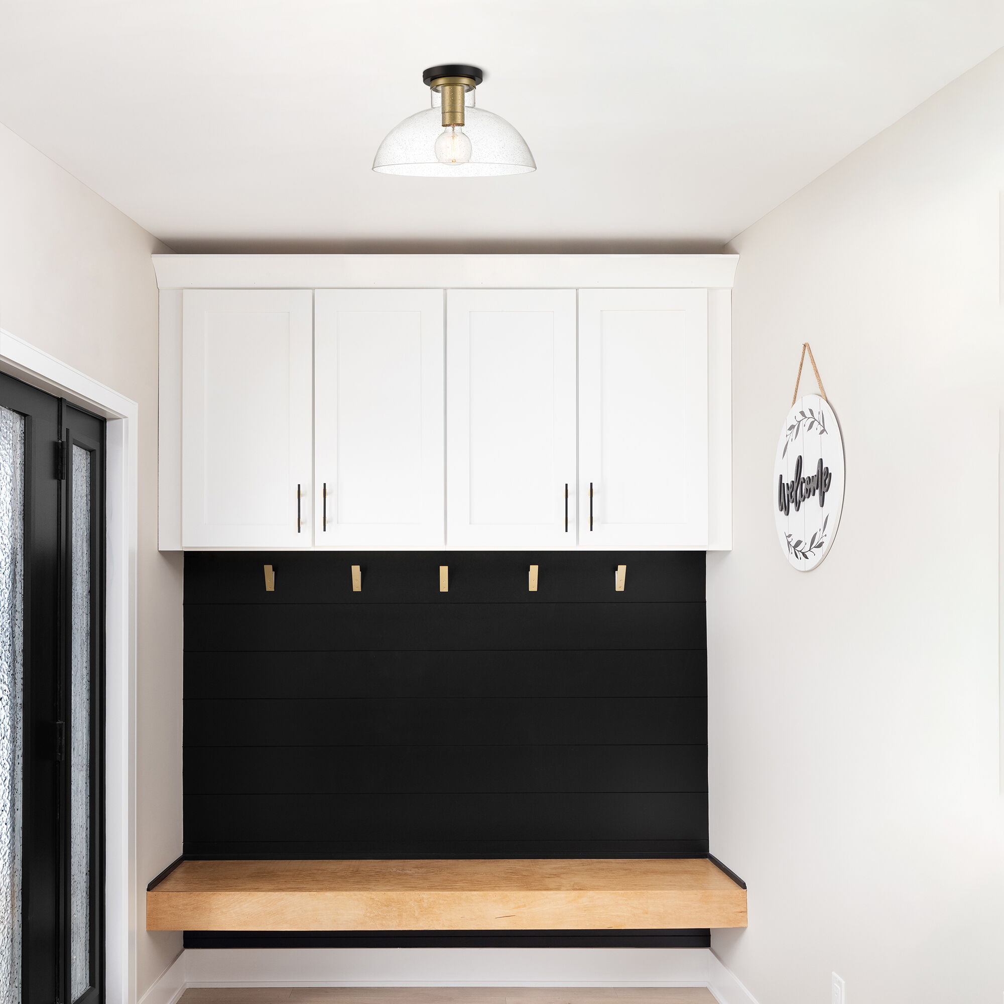 Nova 1 Light 14 inch Matte Black Semi-Flush Mount Ceiling Light