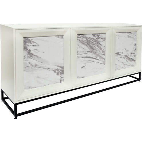 Matthews 71 X 16 inch Faux Marble with White and Black Credenza, Malanove