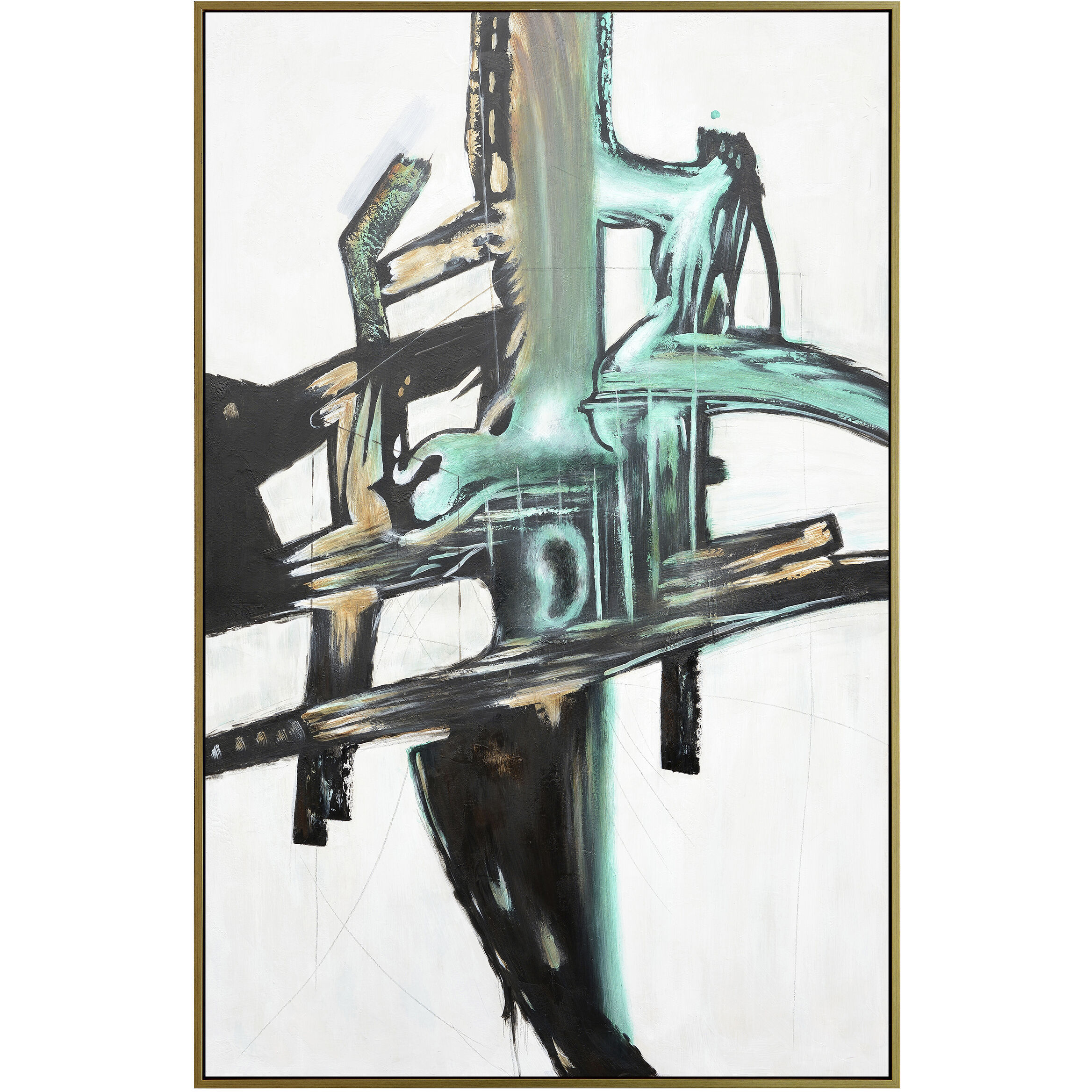 Crosscurrent Form Study Multicolor and Gold Wall Art