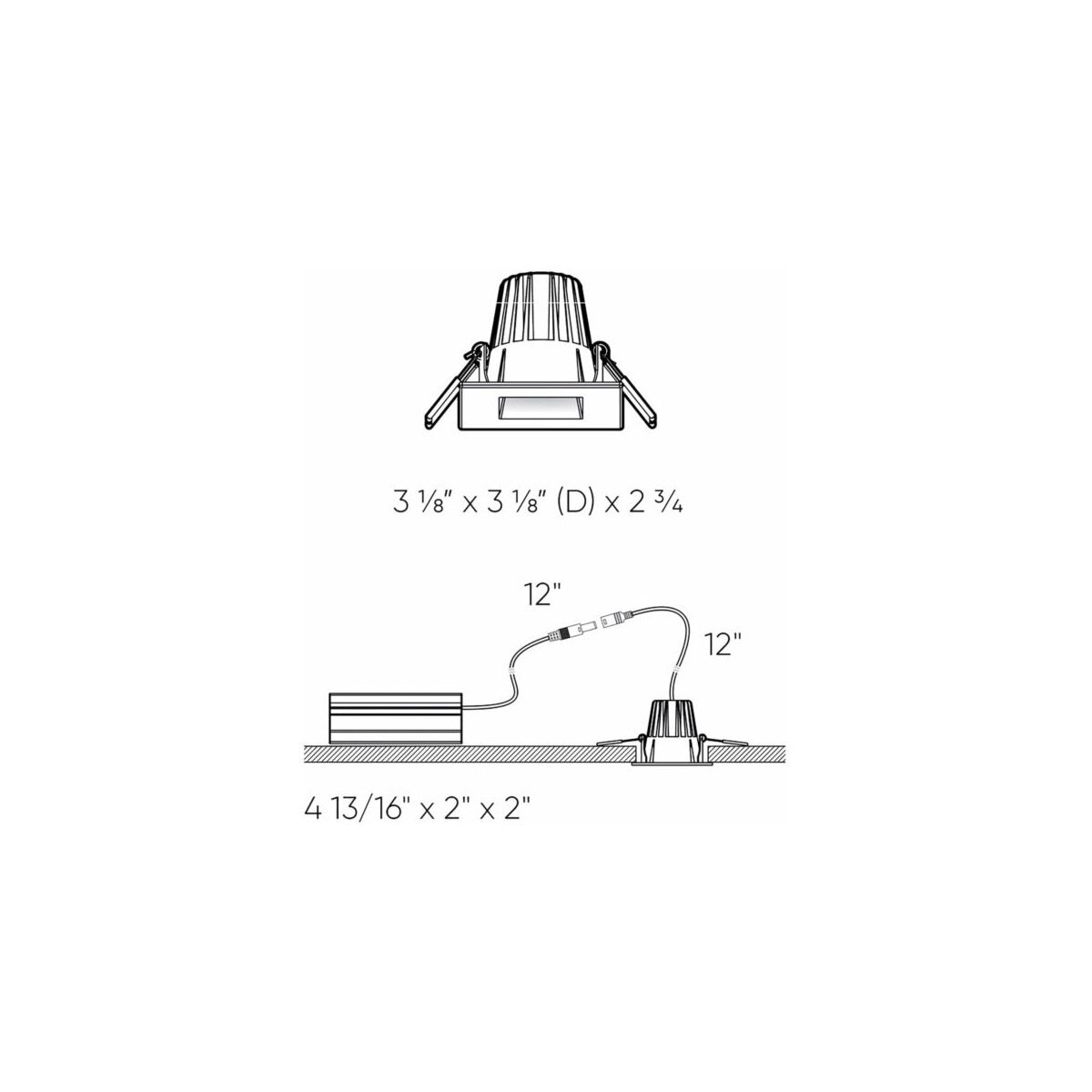 Smooth Baffle Black Regressed Gimbal Down Light, Square