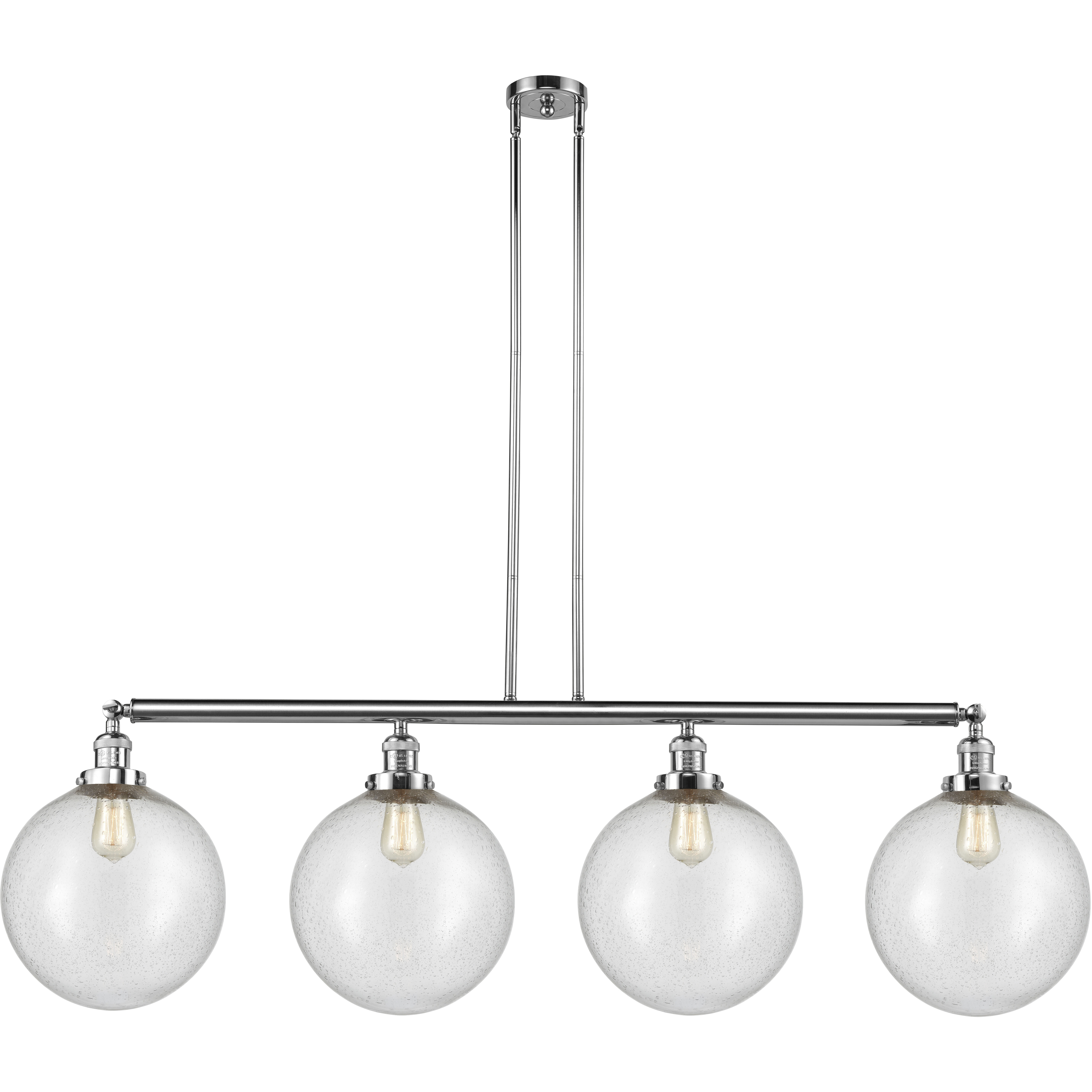 Franklin Restoration XX-Large Beacon 4 Light 56 inch Polished Chrome Island Light Ceiling Light in Seedy Glass, Franklin Restoration