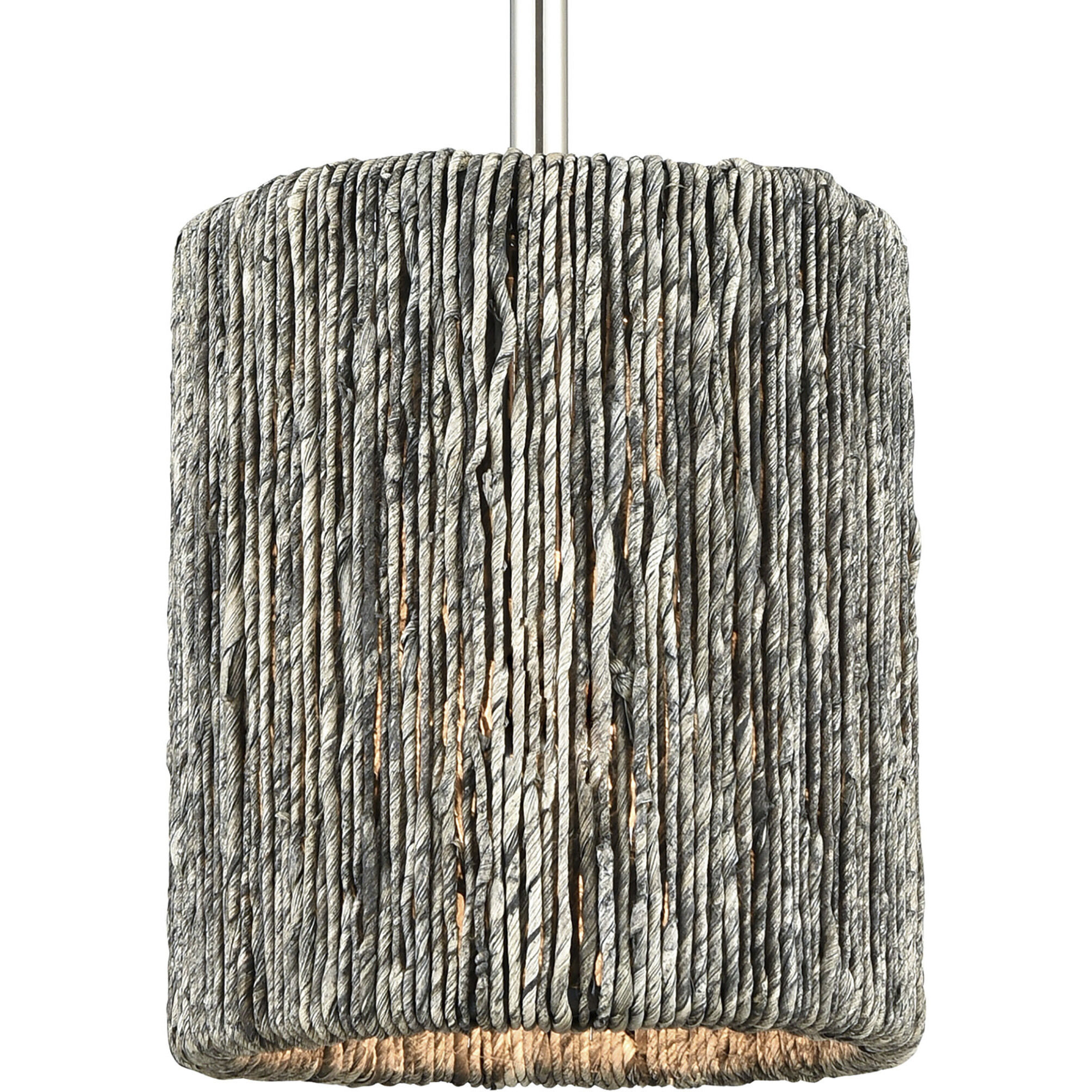Abaca 1 Light 8 inch Polished Nickel with Gray Mini Pendant Ceiling Light