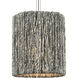 Abaca 1 Light 8 inch Polished Nickel with Gray Mini Pendant Ceiling Light
