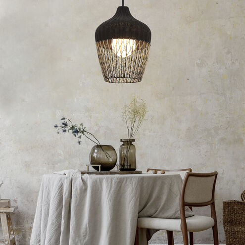 Hannah 1 Light 22 inch Black Outdoor Pendant, Both Indoor/Outdoor