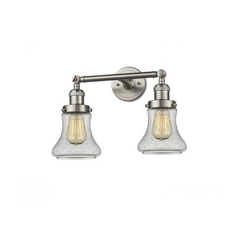 Franklin Restoration Bellmont LED 17 inch Brushed Satin Nickel Bath Vanity Light Wall Light in Seedy Glass, Franklin Restoration