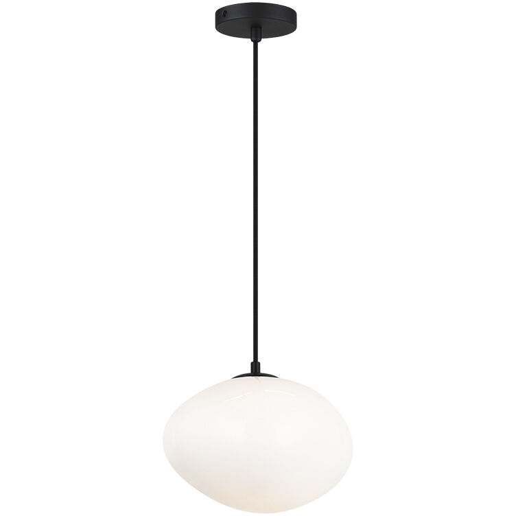 Melotte 1 Light 11.25 inch Black Chandelier Ceiling Light in Black and Opal Glass