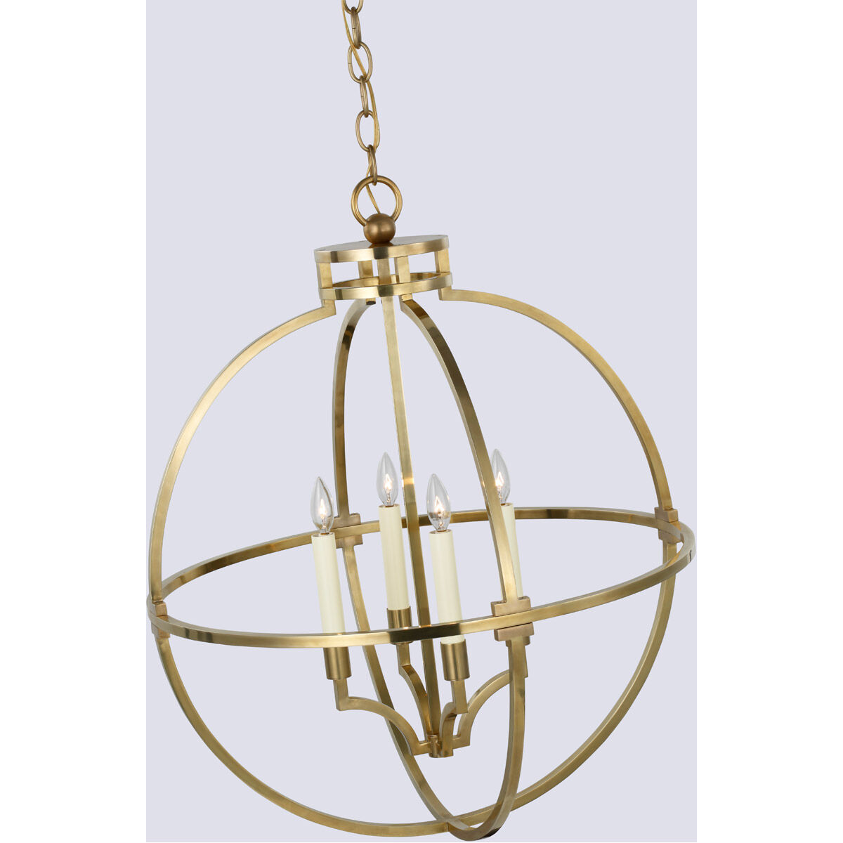 Chapman & Myers Lexie LED 30 inch Antique-Burnished Brass Globe Lantern Pendant Ceiling Light