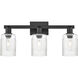 Arcadia Hadley 3 Light 23.5 inch Matte Black Bath Vanity Light Wall Light in Clear