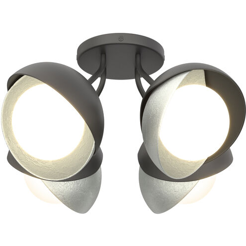 Brooklyn 4 Light 15.8 inch Black and Vintage Platinum Semi-Flush Ceiling Light in Black/Vintage Platinum