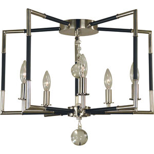 Felicity 5 Light 22 inch Polished Nickel with Matte Black Accents Semi-Flush Mount Ceiling Light
