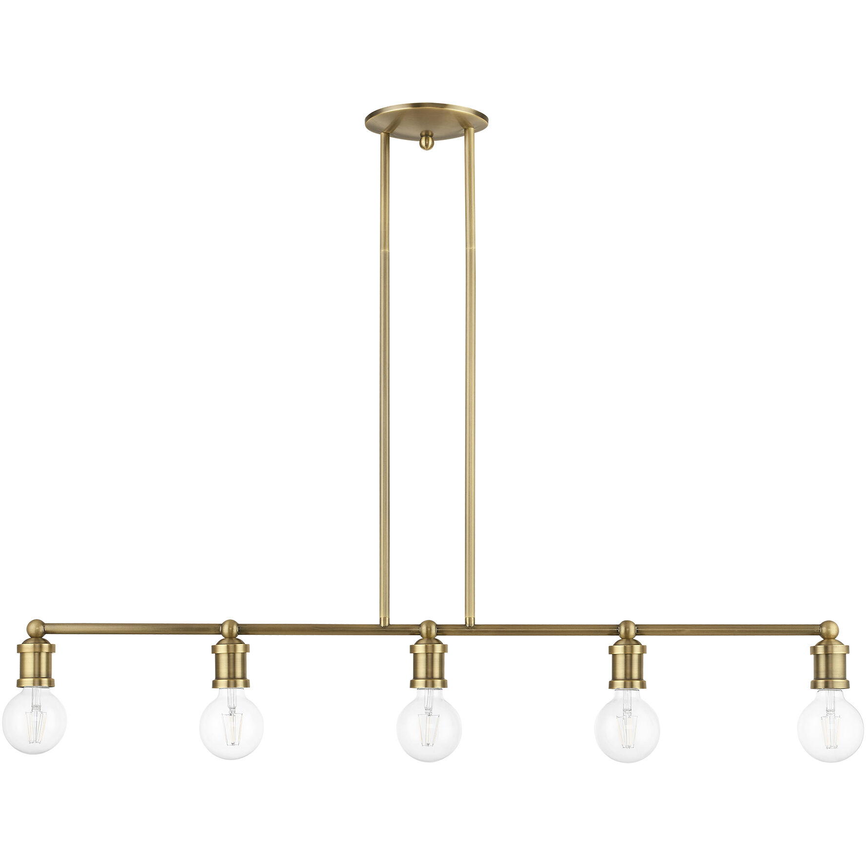Lansdale 5 Light 40 inch Antique Brass Linear Chandelier Ceiling Light, Large