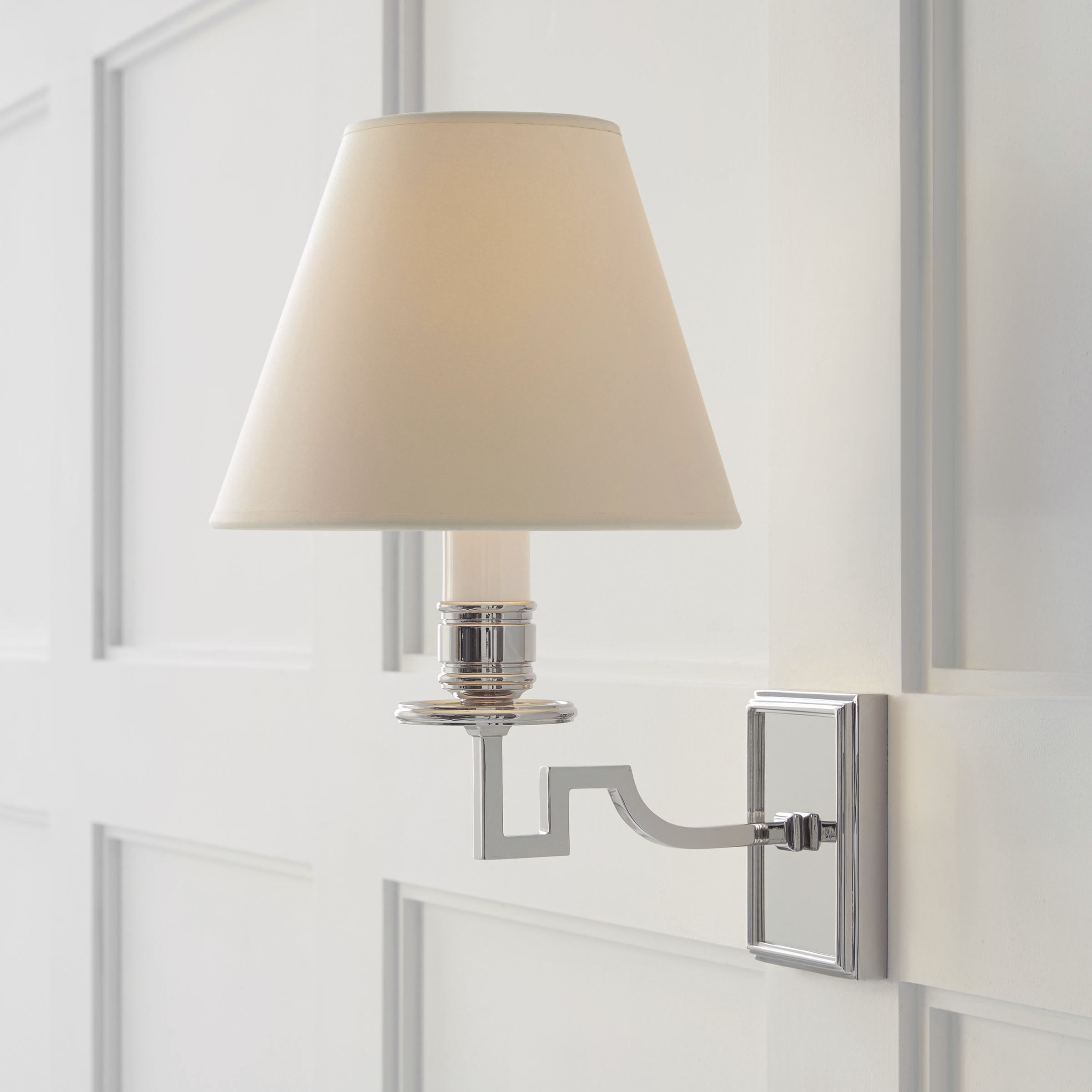 Alexa Hampton Dean 1 Light 8.25 inch Polished Nickel Single Arm Sconce Wall Light in Natural Paper