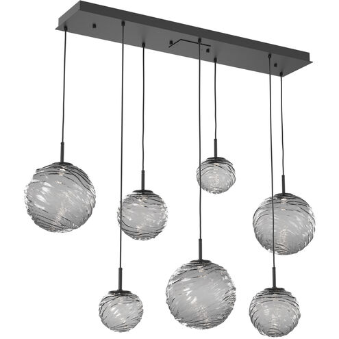 Gaia LED 48 inch Matte Black Linear Multi-Pendant Ceiling Light in Smoke, 2700K LED