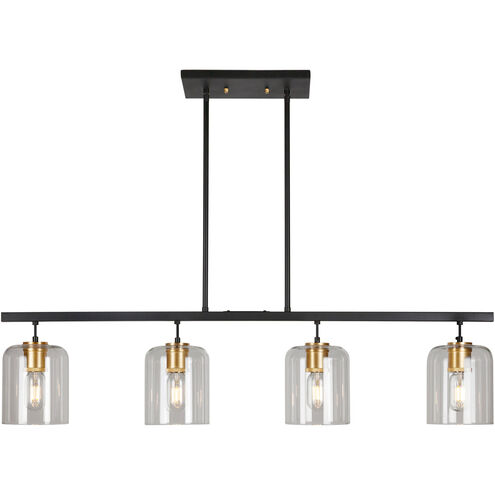 Tyrone 4 Light 42 inch Black and Soft Gold Linear Chandelier Ceiling Light