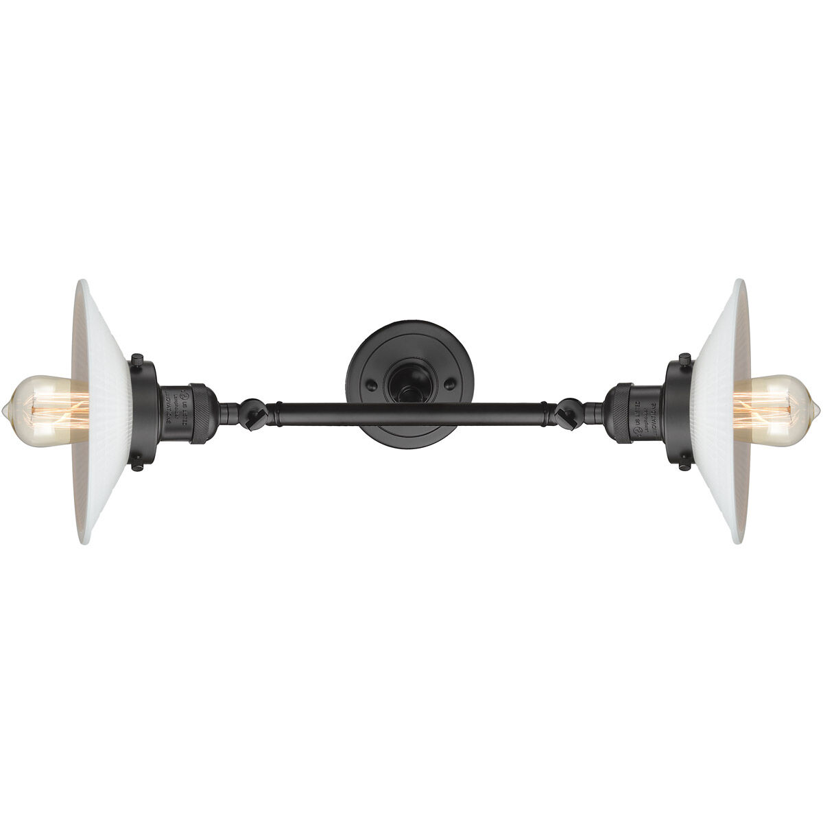 Franklin Restoration Halophane 2 Light 18 inch Oil Rubbed Bronze Bath Vanity Light Wall Light in Matte White Halophane Glass, Franklin Restoration