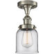 Ballston Small Bell LED 5 inch Brushed Satin Nickel Flush Mount Ceiling Light in Clear Glass, Ballston