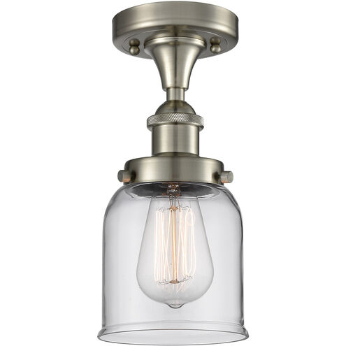 Ballston Small Bell LED 5 inch Brushed Satin Nickel Flush Mount Ceiling Light in Clear Glass, Ballston