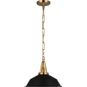Chapman & Myers Layton LED 14 inch Antique-Burnished Brass Pendant Ceiling Light in Matte Black