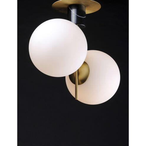 Vesper 2 Light 10 inch Satin Brass/Black Semi-Flush Mount Ceiling Light