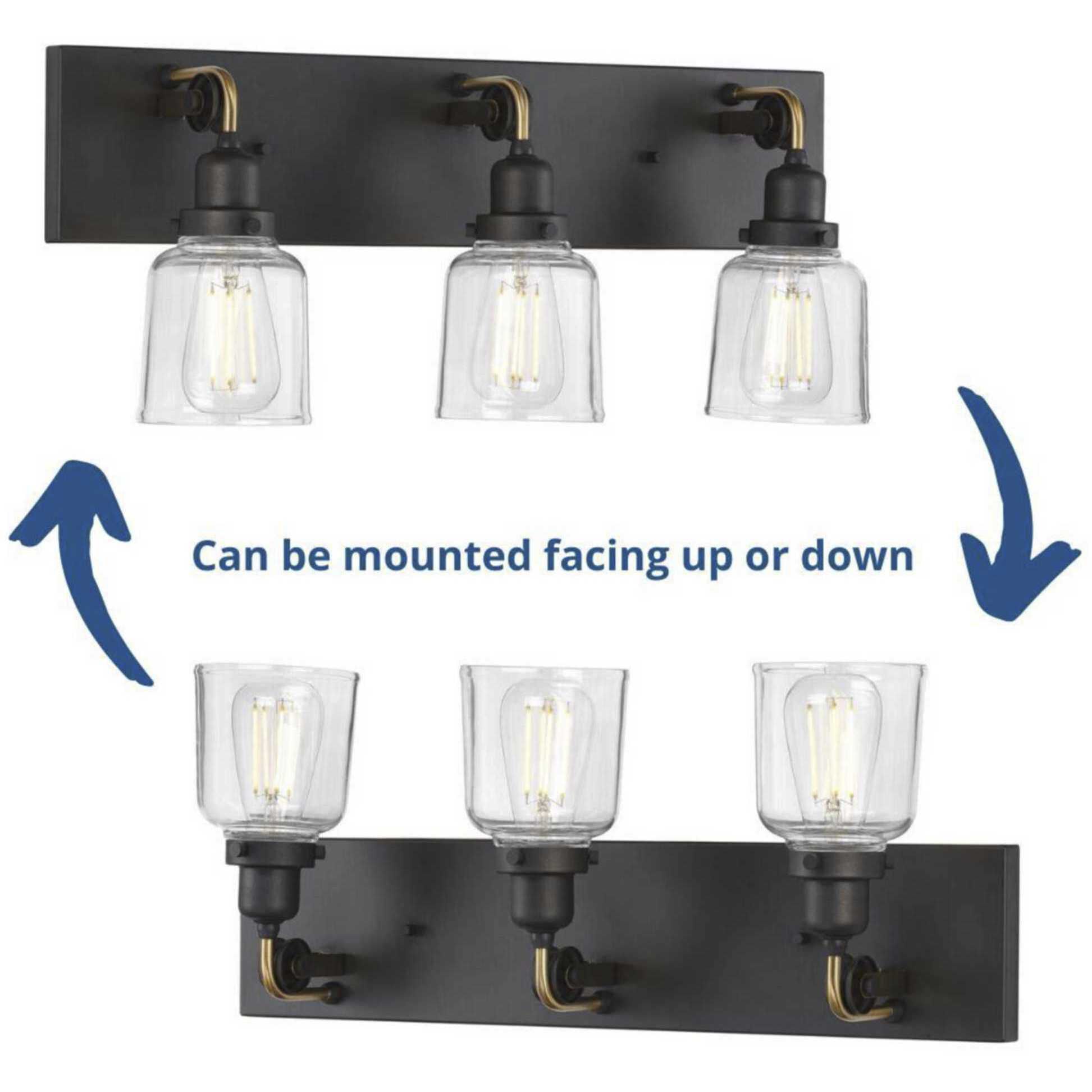 Rushton 3 Light 24 inch Graphite Bath Vanity Wall Light