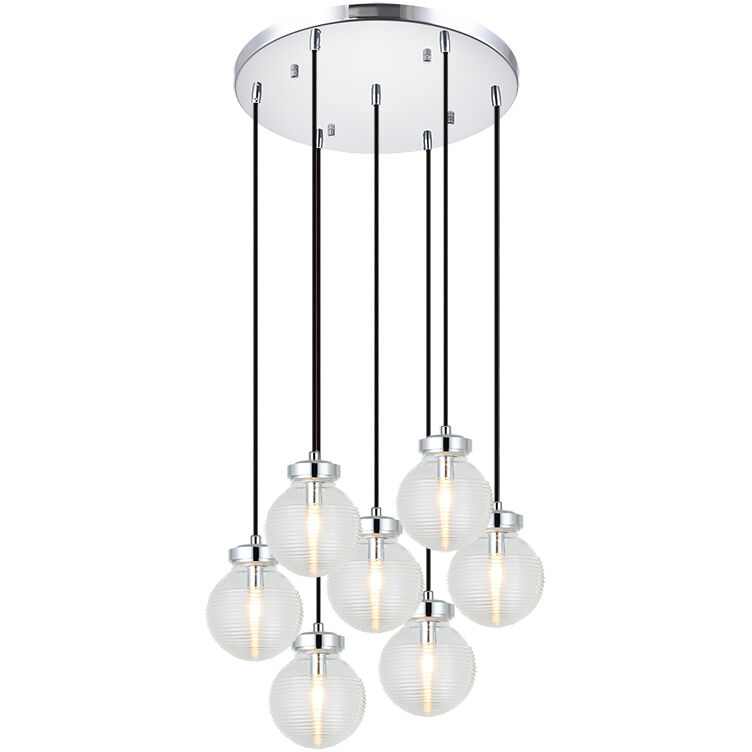 Ridge 7 Light 20.88 inch Chrome Pendant Ceiling Light in Chrome and Clear
