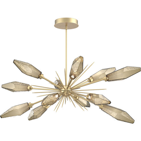 Rock Crystal LED 53.4 inch Gilded Brass Linear Pendant Ceiling Light in Chilled Bronze, 2700K LED, Oval Starburst