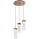 Parallel LED 16.5 inch Burnished Bronze Chandelier Ceiling Light in Clear Granite, 2700K LED, Round Multi-Port