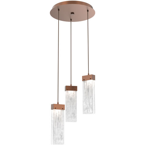 Parallel LED 16.5 inch Burnished Bronze Chandelier Ceiling Light in Clear Granite, 2700K LED, Round Multi-Port