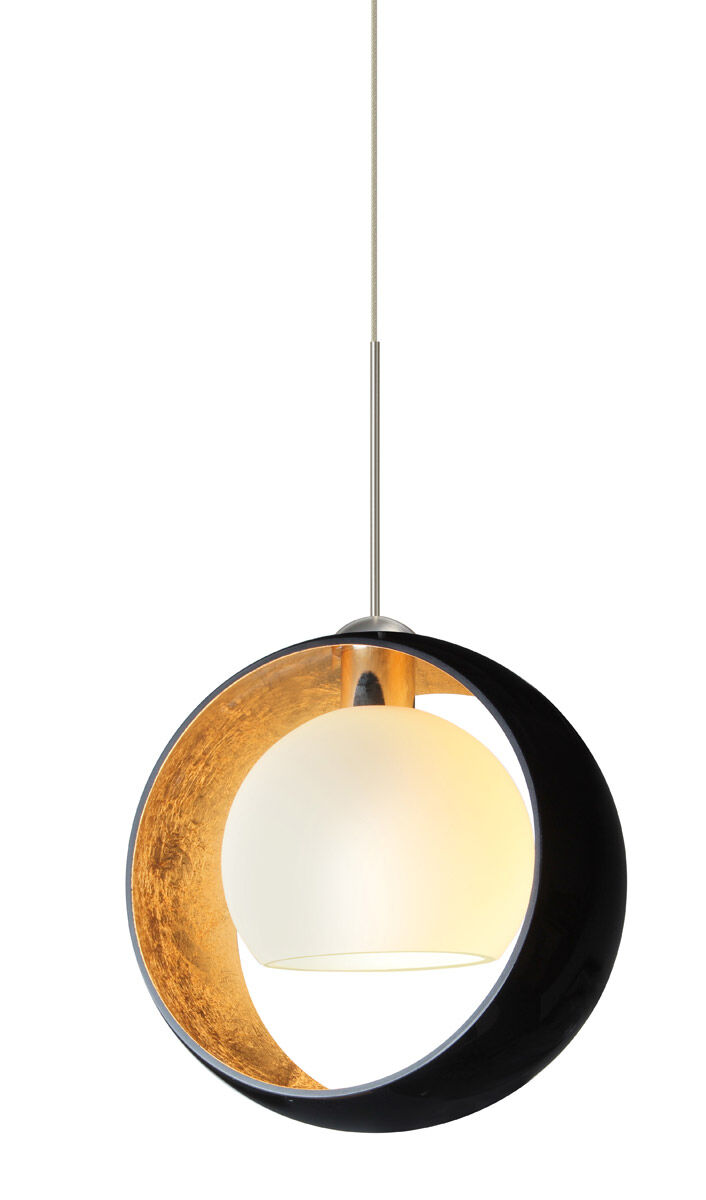 Pogo LED Satin Nickel Pendant Ceiling Light in Gold Foil Glass
