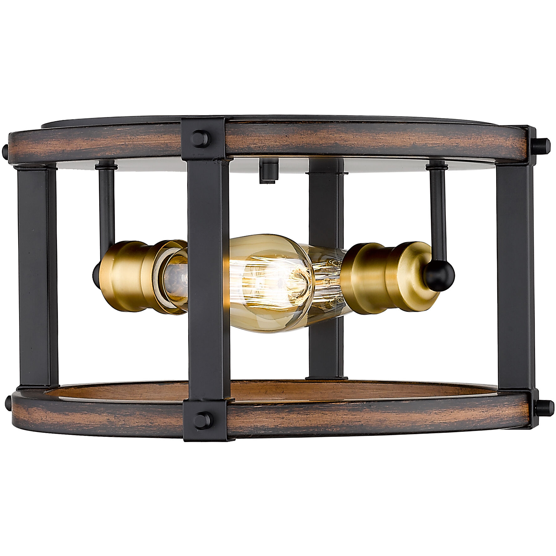 Kirkland 2 Light 12.75 inch Rustic Mahogany Flush Mount Ceiling Light