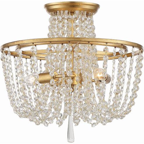 Arcadia 3 Light 15 inch Antique Gold Semi Flush Ceiling Light