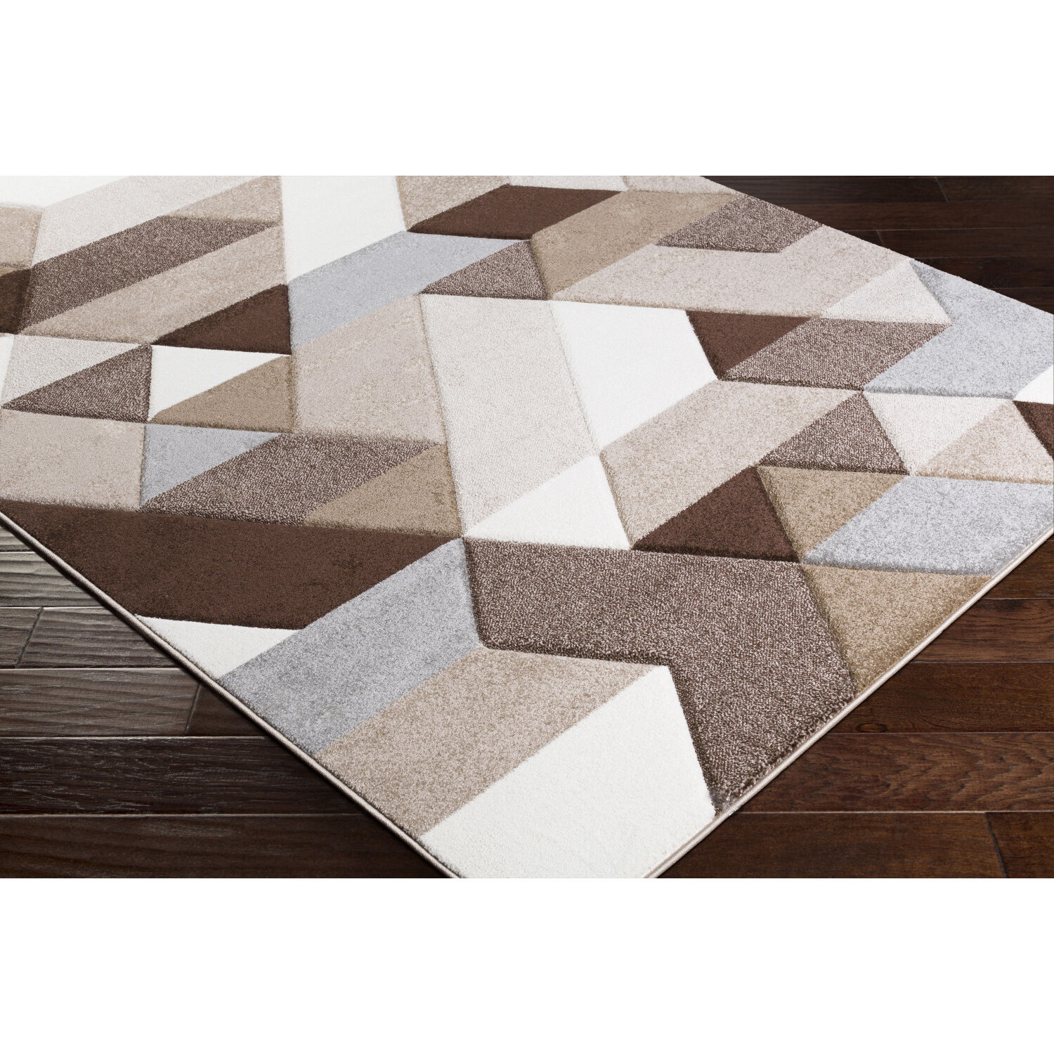Santa Monica 122 X 94 inch Dark Brown/Ivory/Tan/Brown/Gray Machine Woven Rug, Rectangle