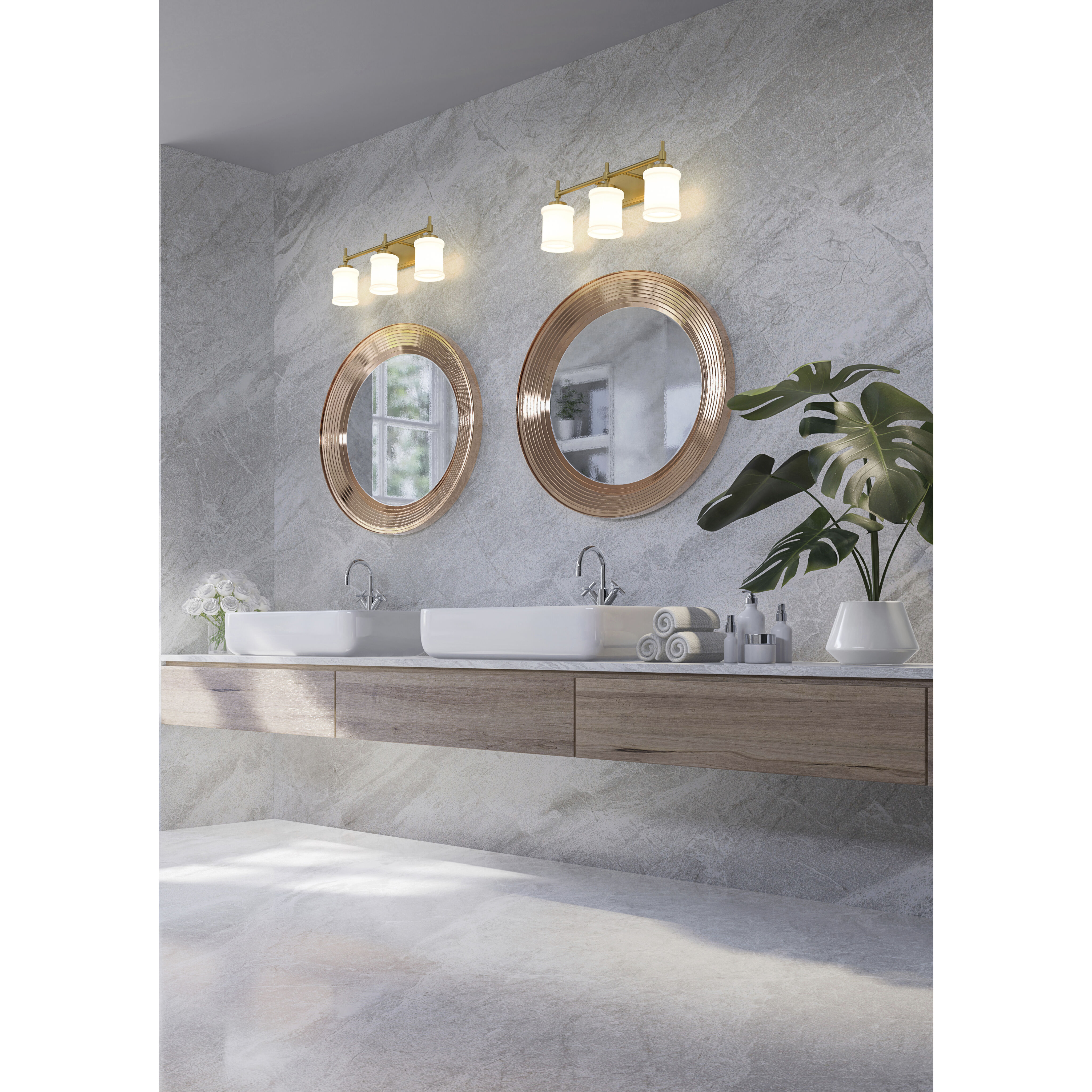Cadoc 3 Light 23.5 inch Modern Gold Bath Vanity Light Wall Light