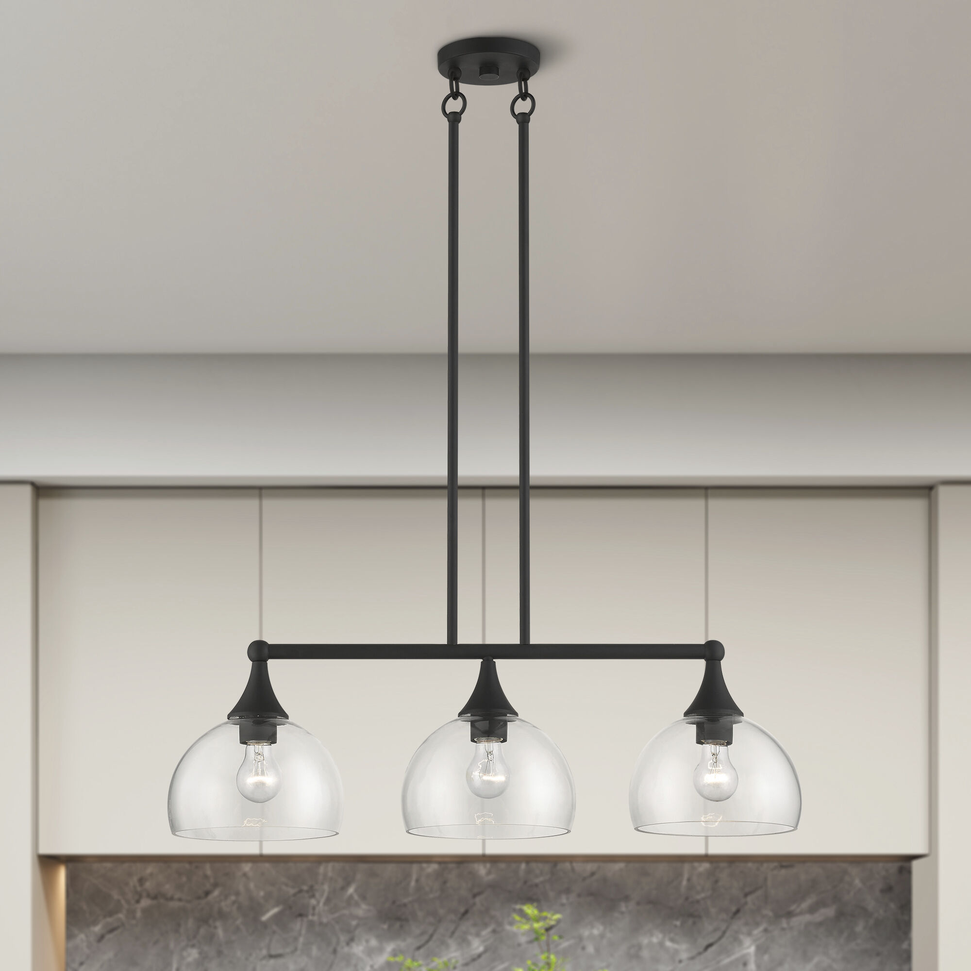 Glendon 3 Light 30 inch Black Linear Chandelier Ceiling Light