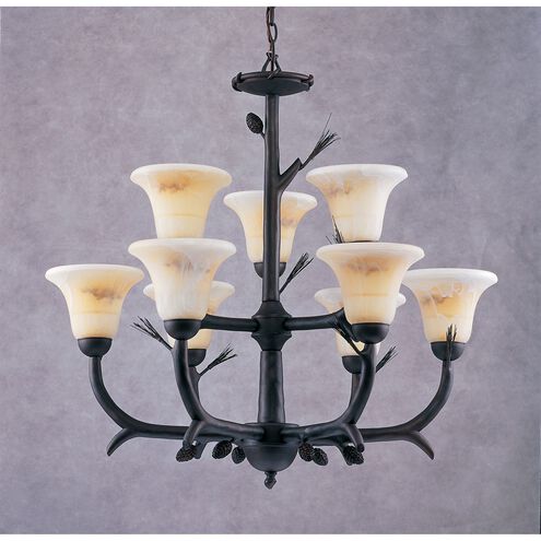 Lacombe 9 Light Blackened Bronze with Cream Chandelier Ceiling Light